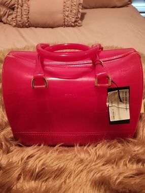 Women's Hot Pink FURLA CANDYBAG JELLY Structured Satchel Bag - Brand:
